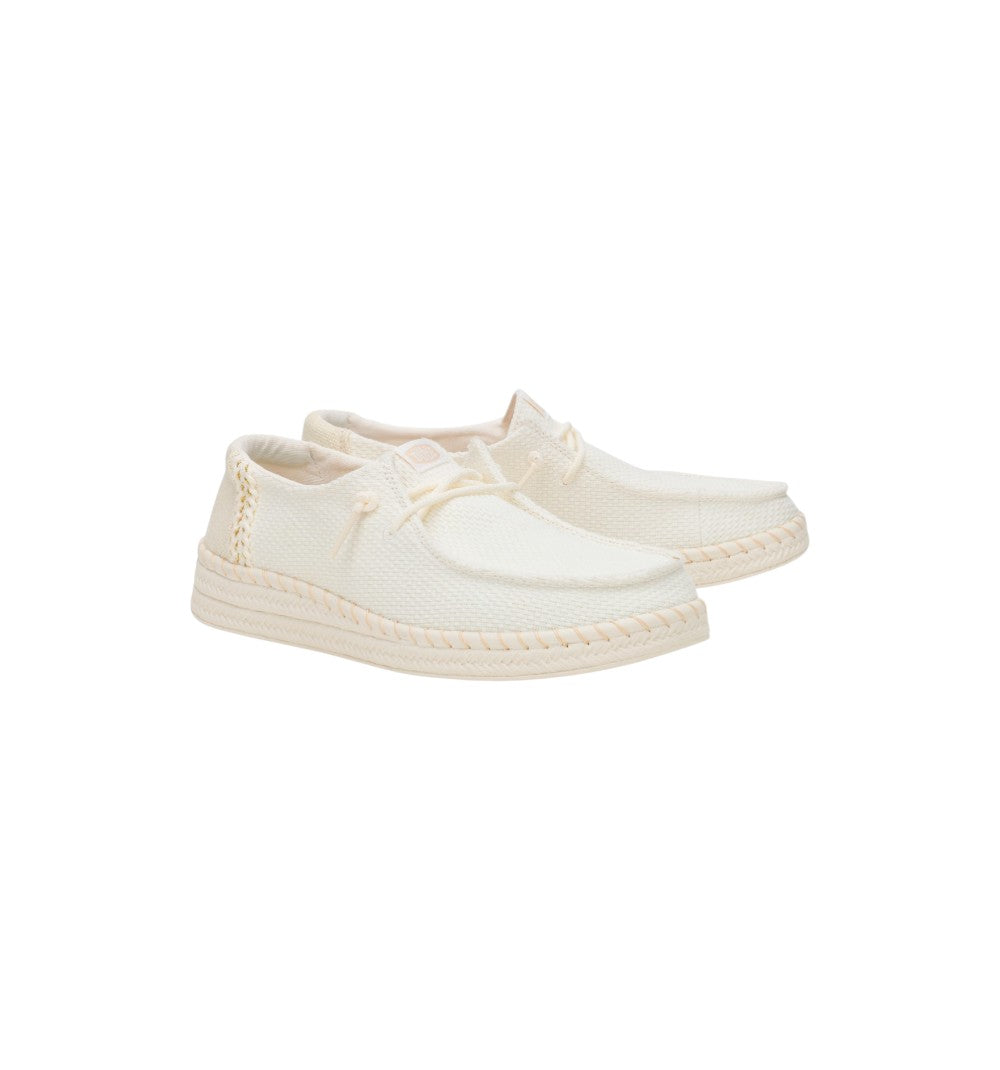 HEYDUDE Women's Slip-On Wendy Espadrille Woven White 43681-100