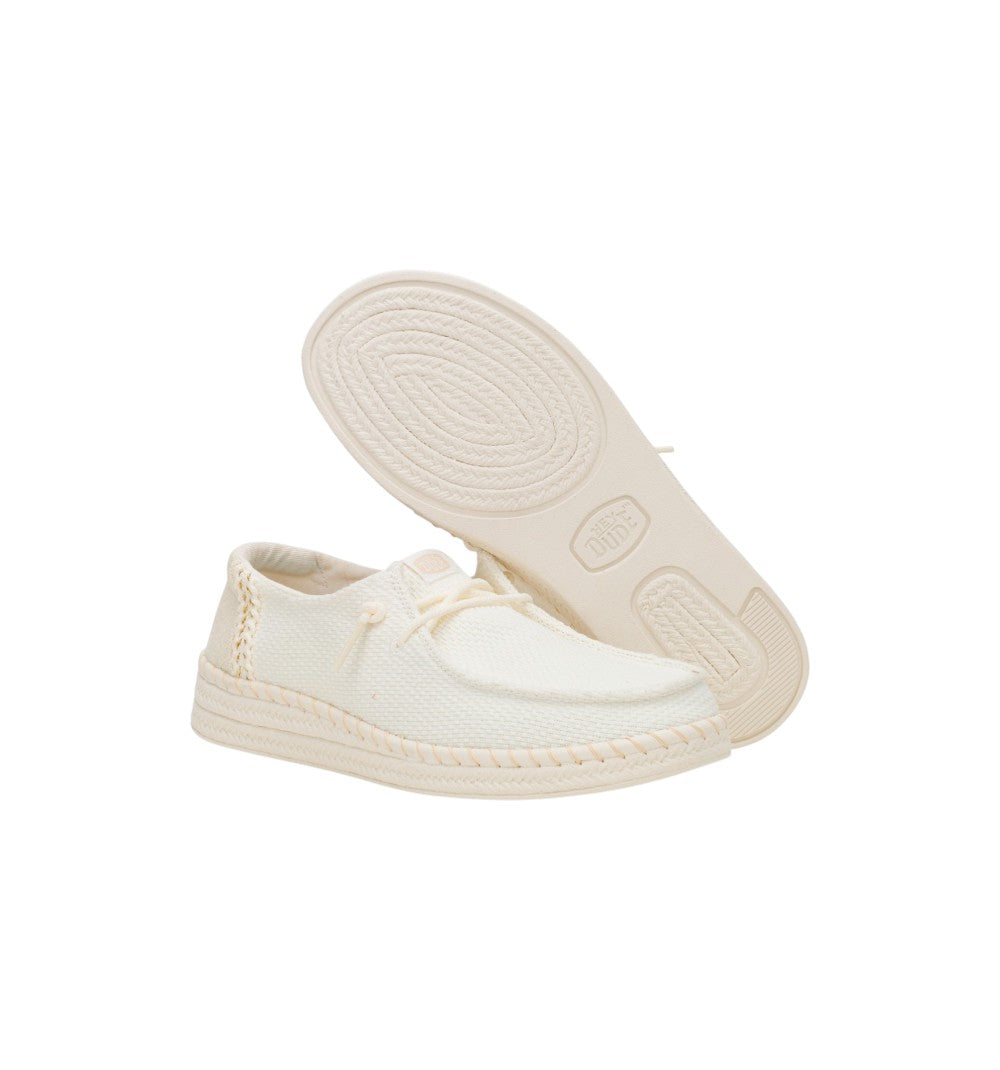 HEYDUDE Women's Slip-On Wendy Espadrille Woven White 43681-100
