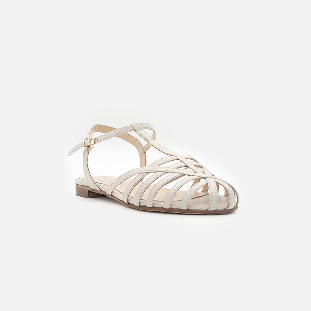 '- ["Artigianato","Donna","Eva Picci","Sandali Eleganti","Scarpe"] - Sandali Da Donna Eva Picci 1177 Sandalo Gabbietta Nappa Avorio - Lupis SRL