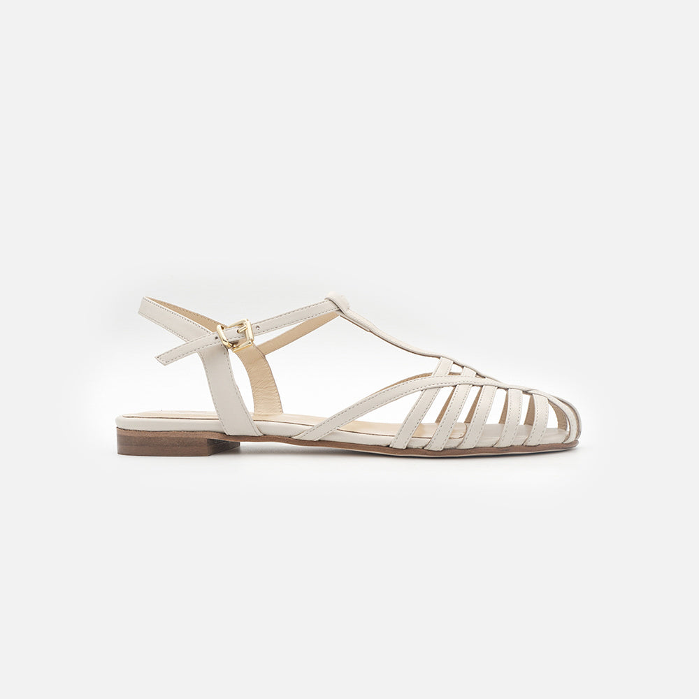 '- ["Artigianato","Donna","Eva Picci","Sandali Eleganti","Scarpe"] - Sandali Da Donna Eva Picci 1177 Sandalo Gabbietta Nappa Avorio - Lupis SRL