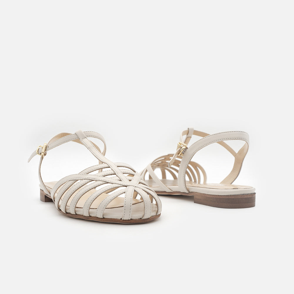 '- ["Artigianato","Donna","Eva Picci","Sandali Eleganti","Scarpe"] - Sandali Da Donna Eva Picci 1177 Sandalo Gabbietta Nappa Avorio - Lupis SRL