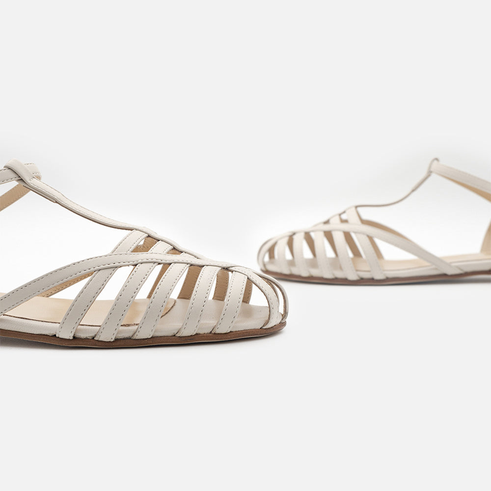 '- ["Artigianato","Donna","Eva Picci","Sandali Eleganti","Scarpe"] - Sandali Da Donna Eva Picci 1177 Sandalo Gabbietta Nappa Avorio - Lupis SRL