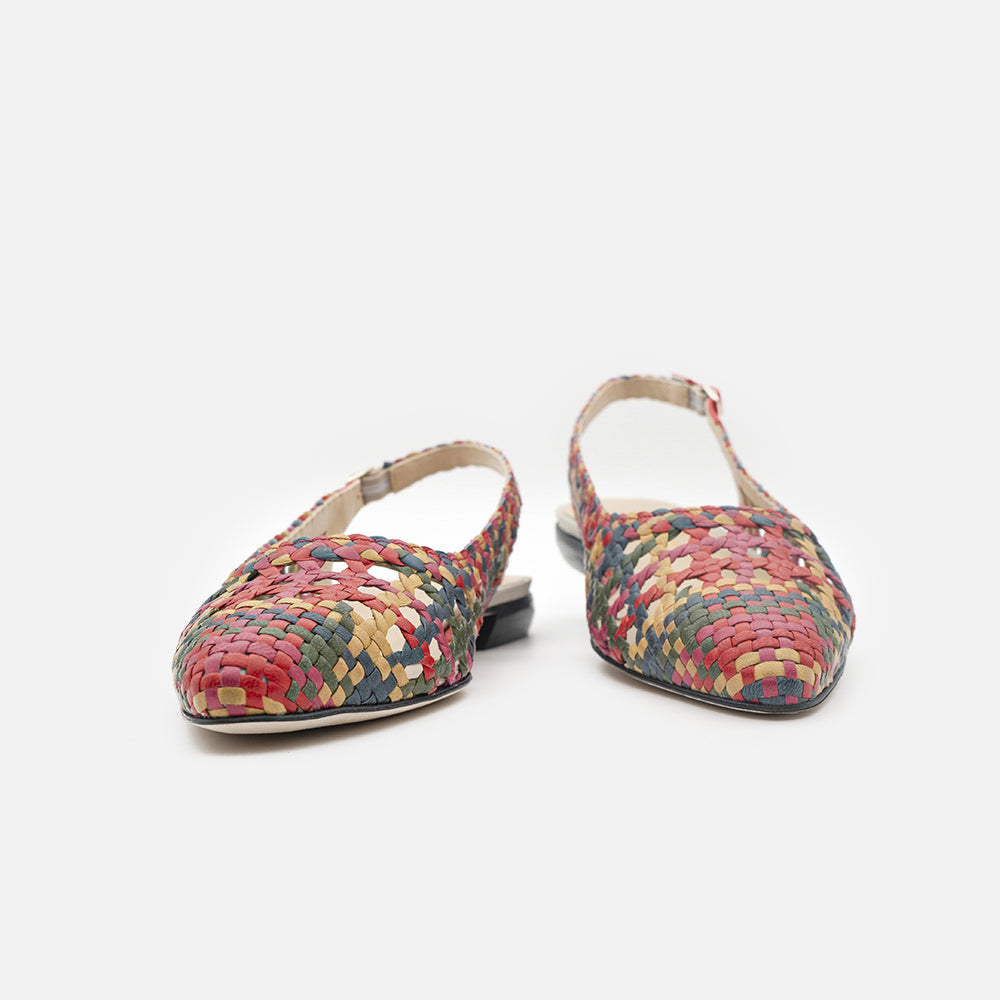 '- ["Artigianato","Donna","Eva Picci","Scarpe","Slingback","Tacco"] - Slingback Da Donna Eva Picci 11855 Woven Multicolor Nappa Reina - Lupis SRL