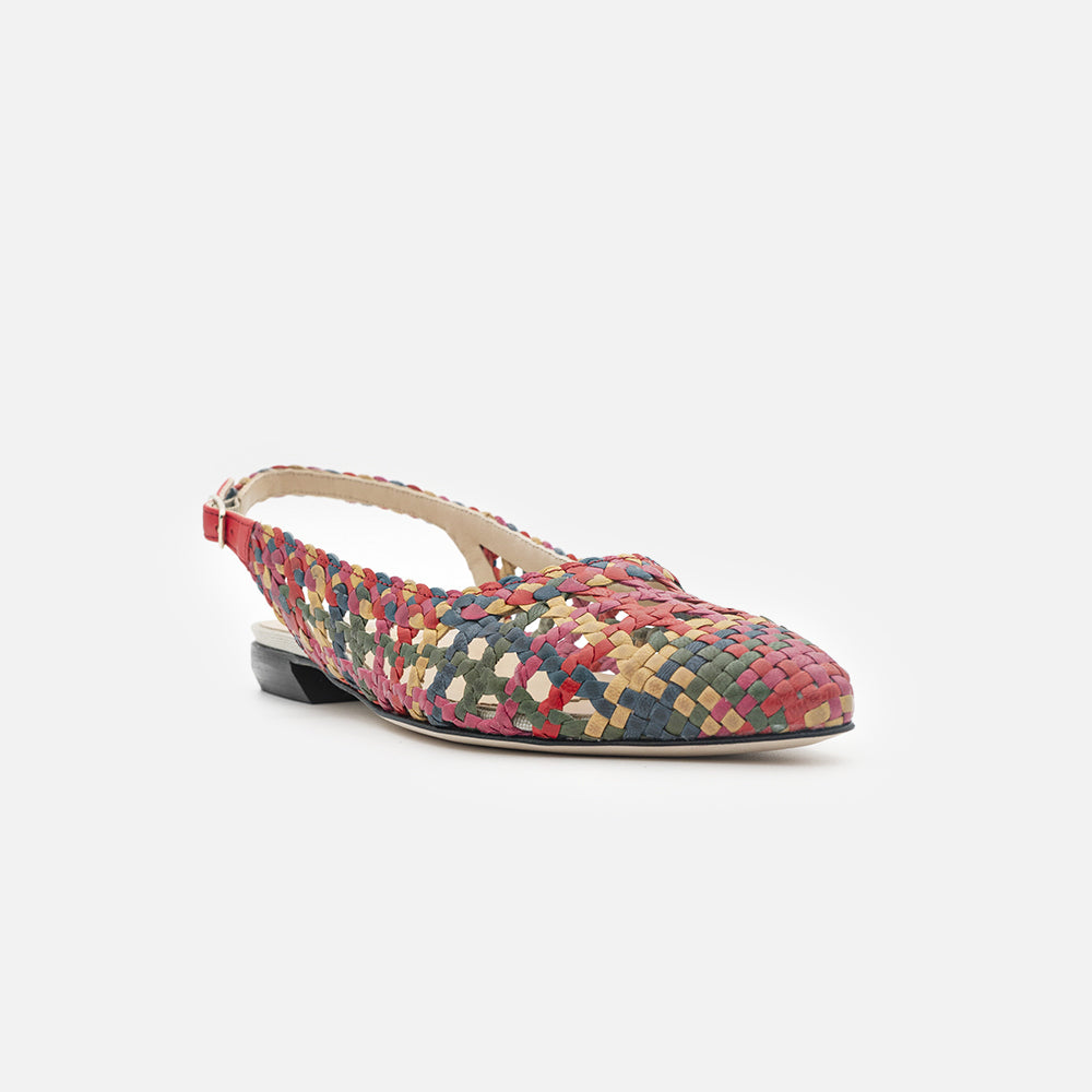 '- ["Artigianato","Donna","Eva Picci","Scarpe","Slingback","Tacco"] - Slingback Da Donna Eva Picci 11855 Woven Multicolor Nappa Reina - Lupis SRL