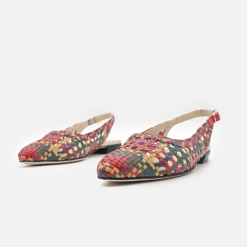 '- ["Artigianato","Donna","Eva Picci","Scarpe","Slingback","Tacco"] - Slingback Da Donna Eva Picci 11855 Woven Multicolor Nappa Reina - Lupis SRL