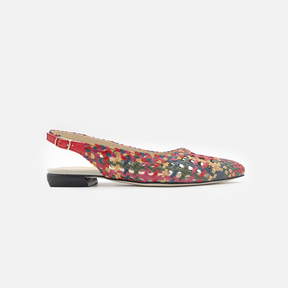 '- ["Artigianato","Donna","Eva Picci","Scarpe","Slingback","Tacco"] - Slingback Da Donna Eva Picci 11855 Woven Multicolor Nappa Reina - Lupis SRL