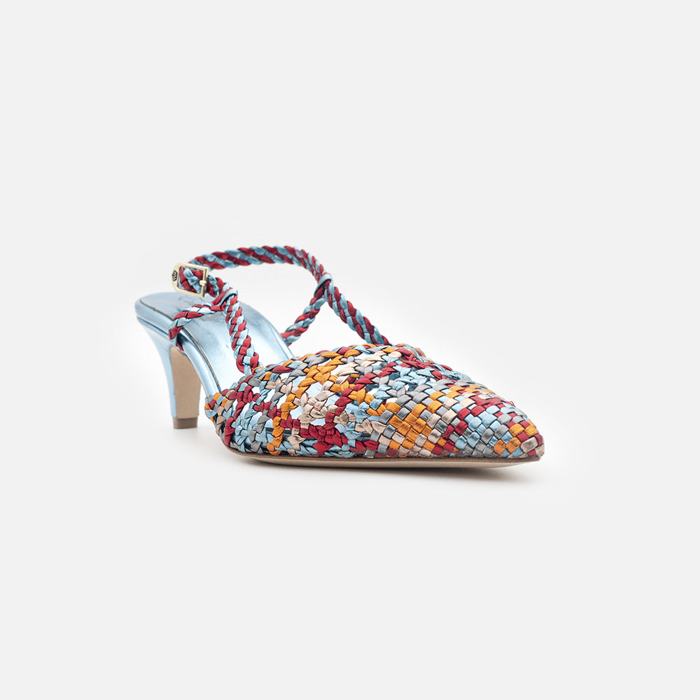'- ["Artigianato","Donna","Eva Picci","Scarpe","Slingback","Tacco"] - Slingback Da Donna Eva Picci 1766 Slingback India Multi Cielo - Lupis SRL