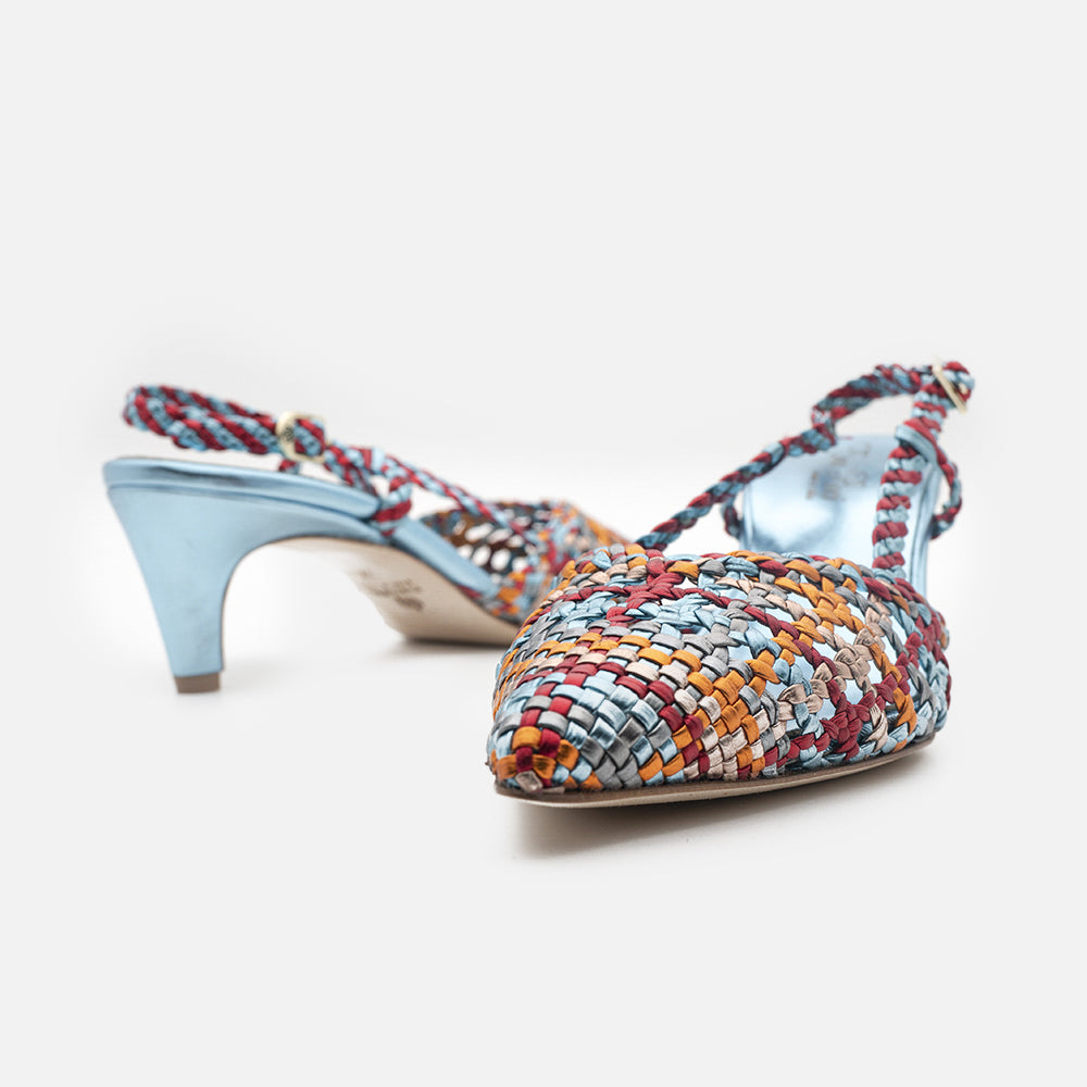 '- ["Artigianato","Donna","Eva Picci","Scarpe","Slingback","Tacco"] - Slingback Da Donna Eva Picci 1766 Slingback India Multi Cielo - Lupis SRL