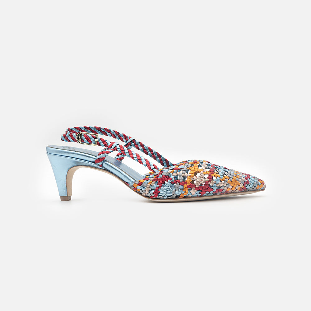 '- ["Artigianato","Donna","Eva Picci","Scarpe","Slingback","Tacco"] - Slingback Da Donna Eva Picci 1766 Slingback India Multi Cielo - Lupis SRL