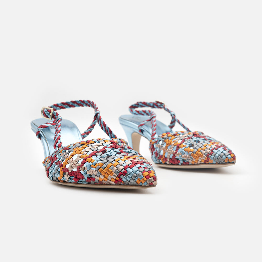 '- ["Artigianato","Donna","Eva Picci","Scarpe","Slingback","Tacco"] - Slingback Da Donna Eva Picci 1766 Slingback India Multi Cielo - Lupis SRL