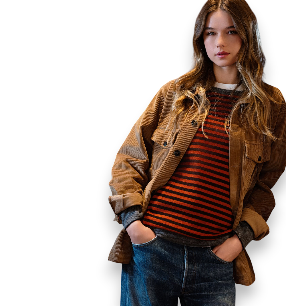 Stripes In The Box Dark Orange Multicolor Sweater FW250161-0281